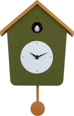 Produktbild von Karlsson - Wanduhr Cuckoo Light - Armeegrün & Ockergelb