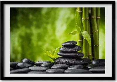 Produktbild von Bild - Bilderrahmen - 100 cm x 70 cm - MDF - Rahmen - Foto - Wandkunst zen-Steine