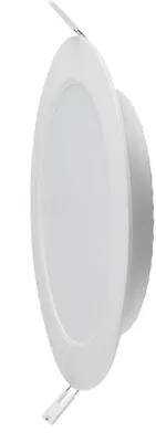 A white LED recessed light fixture is shown from a side angle against a white background.