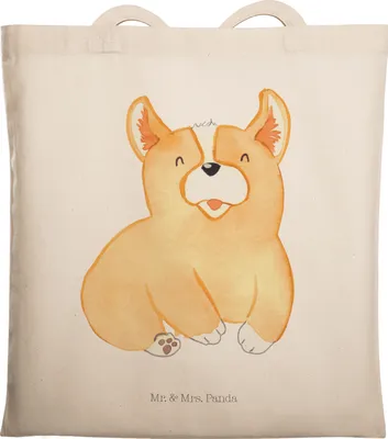 Produktbild von Mr. & Mrs. Panda Shopping Tasche Corgie - Transparent - Geschenk, Corgi, Sprüche, Uni, Schultasche, Motivation, Bellen, Beutel, Laptoptasche, Hund, Spruch, Tote Bag