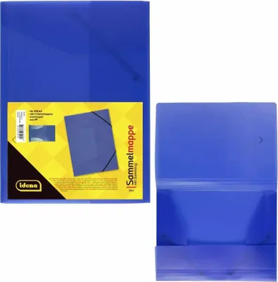 Produktbild von Idena 213371 - Sammelmappe mit Gummizug für DIN A4, aus Polypropylen, transluzent blau, 1 Stück