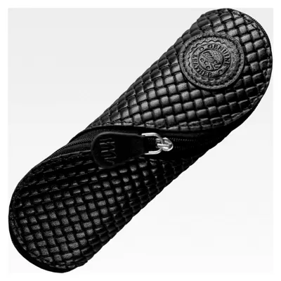 Produktbild von Federmäppchen aus echtem Leder für Bleistifte und Lesebrille – handgefertigte Vintage-Geschenktasche, Gitter Schwarz, S
