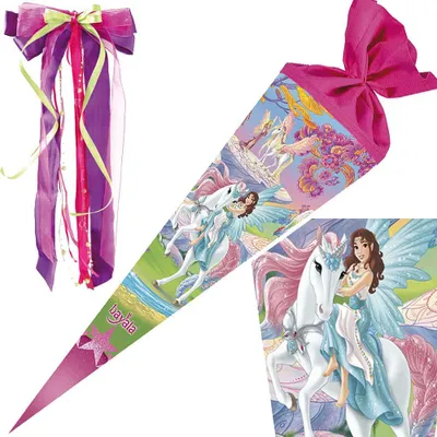 Produktbild von Nestler Schultüte Einhorn Unicorn 70 cm mit / ohne Schleife, Motiv / Ausführung:Bayala - mit Schleife