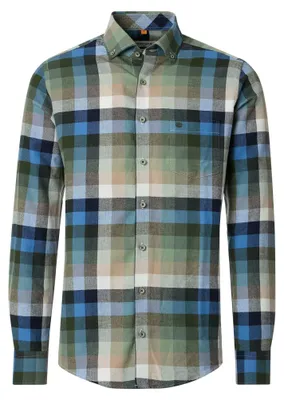 Produktbild von Redmond - Casual Fit - Herren Flanell Freizeithemd (262030112), Größe:XL, Farbe:Grün(600)