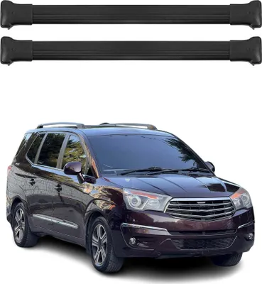 Productafbeelding van Dakdragers (dwarsbalken) voor Ssangyong Rodius, modeljaren 2013-2018, aluminium, zwart