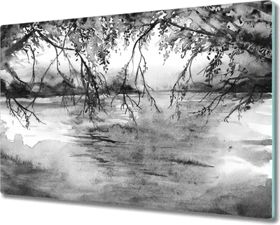 Produktbild von Glas Schneidebrett Herdabdeckplatten Schneideplatten - 80x52 cm - Landschaft Berg