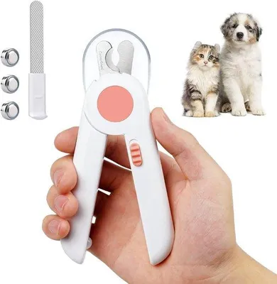 Produktbild von Professionelle Nagelknipper - Nagelschaar mit LED-Licht - Spatbeschermung - Nagelvijl - Für Hunde, Katzen - Rosa - Sicher und einfach zu bedienen