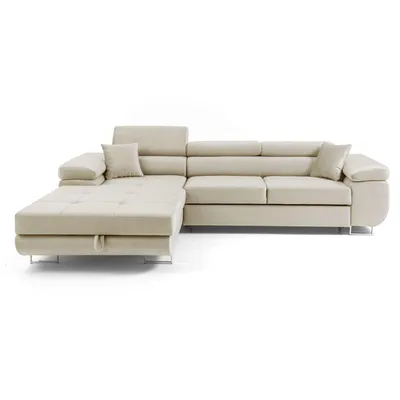 Produktbild von MUFFO Ecksofa ALONZO L Links mit Schlaffunktion 125x195 Velours Beige