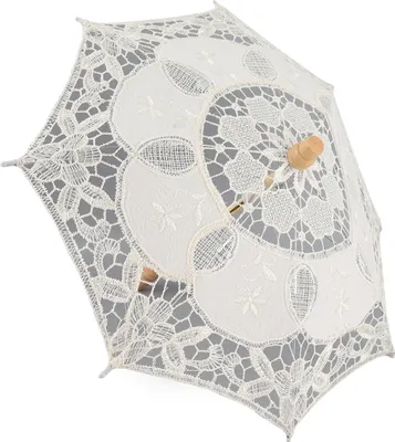 Image de Parapluie de mariée en dentelle de coton pour les mariages, les bals et les séances photo (beige S)