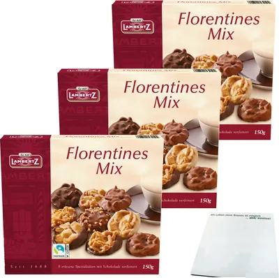 Produktbild von Lambertz Florentines Mix Gebäckmischung 3er Pack (3x150g Packung) + usy Block