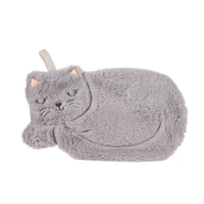 Produktbild von Wärmflasche mit Bezug Katze grau Bettflasche ca. 20 x 30 cm