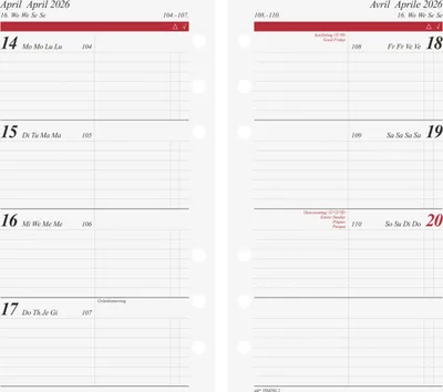Image de rido idé Calendrier à insérer "Calendrier hebdomadaire I" 2026