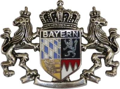 Hutanstecker eingerahmtes Bayernwappen von Hut-Breiter in bunt