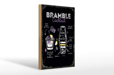 Produktbild von Holzschild Rezept Bramble Cocktail Recipe 20x30cm Geschenk