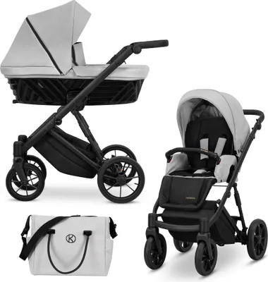 Produktbild von Kinderwagen IVENTO Sportwagen Babywagen Babyschale Komplettset Kinder Wagen Set 2 in 1 (Dove Grey, Rahmenfarbe: Schwarz)