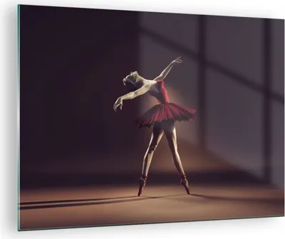 Produktbild von Bilder auf glas - Einteilig - Ballerina Rot Kleid - 70x50cm - Glasbilder - Wandbilder - Bilder - zum Aufhängen bereit - Wanddekoration aus Glas - Glas Bilder - Wandbild auf Glas - GAA70x50-4336