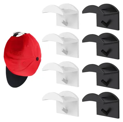 Huthalter-Set, 8 Stück, selbstklebend, Wandmontage, schwarz/weiß