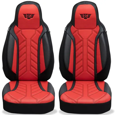Immagine prodotto di Coprisedili per Mercedes GLC, dal 2015 in poi – Coprisedili per sedile del conducente e del passeggero, colore nero/rosso