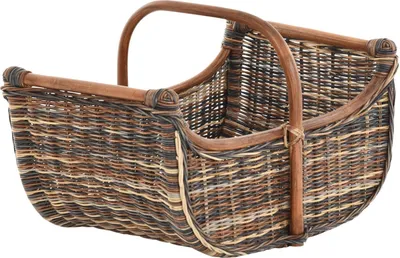 Zdjęcie produktu dla KRINES HOME Wytrzymały kosz do przenoszenia wykonany z rattanu / Kosz na zakupy z rączką / Kosz do przechowywania (wielokolorowy kształt łódki)