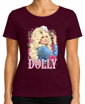 Produktbild von Dolly Parton Country Musik Legende Cowgirl Western Retro Sängerin Damen T-Shirt, Burgundy, XL