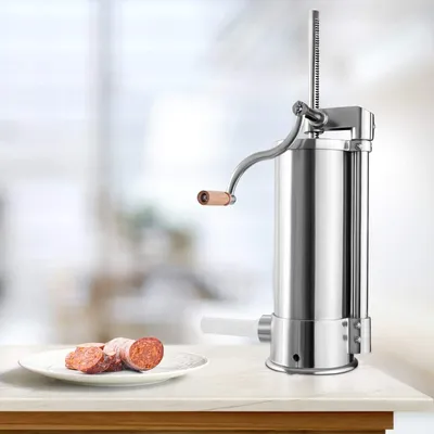 Obrázek produktu pro Plnička klobás 6 l, ruční plnička klobás, lis na klobásy z nerezové oceli, lis na klobásy se stolní svorkou a 6 plnicími trubkami pro domácí výrobu (6 l)