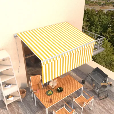 Produktbild von The Living Store Gelenkarmmarkise Einziehbar mit Jalousie 3x2,5 m Gelb und Weiß