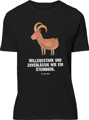 Produktbild von Mr. & Mrs. Panda Größe XXL T-Shirt Sternzeichen Steinbock - Schwarz - Geschenk, mit Spruch, Geburtstag Januar, Bock, Tshirt, Dezember, große Größen, Steinböcke, Shirt