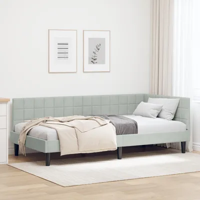 Immagine prodotto di vidaXL Struttura letto ad angolo con testiera grigio chiaro 90 cm x 200 cm in velluto