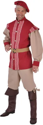 Produktbild von M212226-XXL-A rot-beige Herren Burgherren Gutsherren Handelsmann Kostüm Gr.XXL