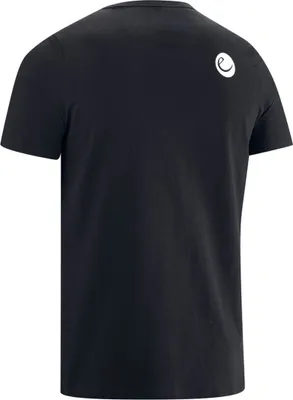 Schwarzes Corporate T-Shirt von Edelrid; Rückansicht; schlichtes Design mit kleinem Logo.