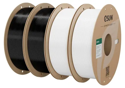 Produktbild von eSUN PETG+ Filament 1,75 mm, Schwarz-2kg+Weiß-2kg