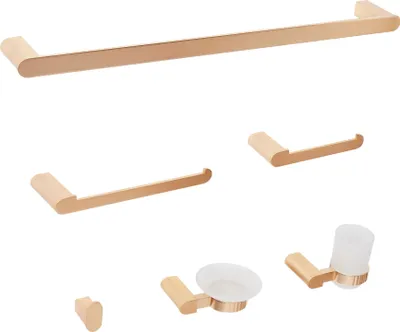 Produktbild von BELIANI Badezimmer-Halter-Set Gold Aluminium 6-Teilig Modern Badaccessoires Hardware-Set WC-Garnitur WC-Accessoires-Set Badausstattung Badzubehör