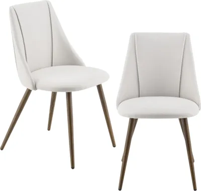 Immagine prodotto di 2x sedia imbottita sedie design sedia da pranzo set di 2 tessile beige sedia da ufficio con gambe in metallo in look legno 2 pezzi. [en.casa]