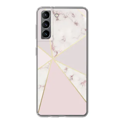 Produktbild von MuchoWow® Handyhülle Schutzhülle Hülle für Samsung Galaxy S21 Marmor - Gold - Rosa Silikon Softcase Handy Hülle - Softcase