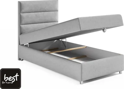 Produktbild von Boxspringbett mit Bettkasten Trinity K-4 SINGLE Bonellfederkern inkl. Topper, mit Lieferung 100x200-SILBER