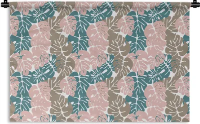 Produktbild von MuchoWow® Wandteppich Wandbehang Monstera - Dschungel - Muster - Pastell - Blätter 120x80 cm Tapisserie Dekoration Wandtuch - Wanddekorationen - Wandtücher