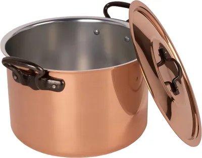 Produktbild von Kupfertopf mit Deckel Ø 24 cm | Verzinnter Kochtopf | Hohe Wände