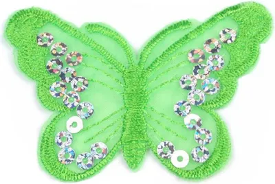 Produktbild von 1 Schmetterling - Aufbügler mit Pailletten, ca. 52x72mm, #1 grün