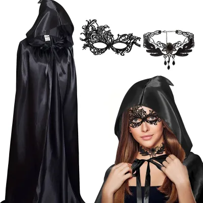 Productafbeelding van Halloween kostuumset met cape, masker en ketting