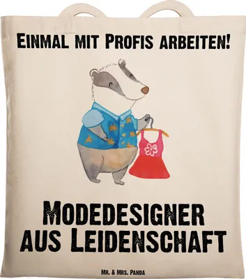 Produktbild von Mr. & Mrs. Panda Tote Bag Modedesigner Leidenschaft - Transparent - Geschenk, Beutel, Lustig, Witzig, Shopping Tasche, Modeschöpfer, Jutebeutel, Spruch, Unitasche