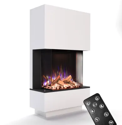 Produktbild von Glow Fire Elektrokamin 'PR14' in Weiss | LED Standkamin in weiß mit Heizung (1500 W) | HxBxT: 150x85x39,8cm