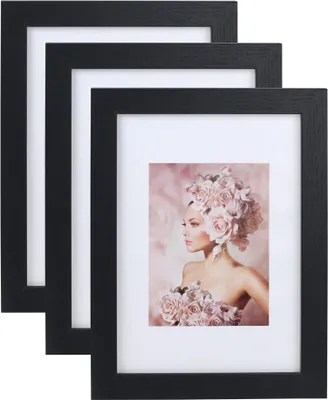 Produktbild von 3er Pack Holz Bilderrahmen Foto Plexi Rahmen Acryl Collage Wanddeko Poster S215 - Farbe: Schwarz | Format: 40x50