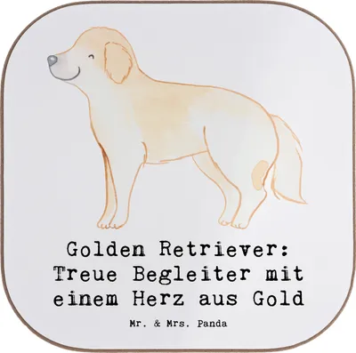Produktbild von Mr. & Mrs. Panda Untersetzer Tasse Golden Retriever Freund - Weiß - Geschenk, liebevoller Hund, Treue Begleiter, Coaster, freundlicher, intelligenter, Hunderasse, Tassen