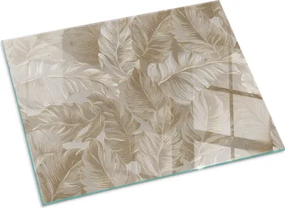 A glass floor plate with a leaf pattern, shown at an angle on a white background.