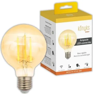 Immagine prodotto di KONYKS, lampadina LED 7W Smart WiFi e Bluetooth Antalya Style G80, Bianco