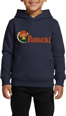 Produktbild von Spreadshirt Pumuckl Mit Frecher Pose Und Logo Schriftzug Kinder Premium Hoodie, 146/152 (10 Jahre), Navy