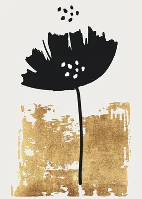 Produktbild von Tadessi Fototapete | Blumen | 2.00 m x 2.80 m | Gold | Schwarz | Wandbild | Digitaldruck