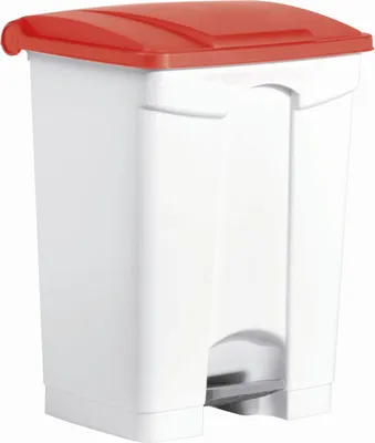 Produktbild von helit Tret-Abfalleimer the step, 70 Liter, weiß/rot (5690707)
