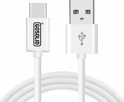 Produktbild von GO SOLID! USB-auf-USB-C Ladekabel 1 m kompatibel mit Samsung & iPhone - Weiß
