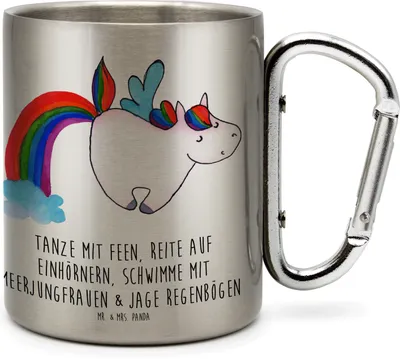 Produktbild von Mr. & Mrs. Panda Teetasse Einhorn Fliegendes Pferd - Transparent - Geschenk, isoliertasse, Unicorn, Thermobecher Edelstahl, Realität, Regenbogen, Isolierbecher, Spielen